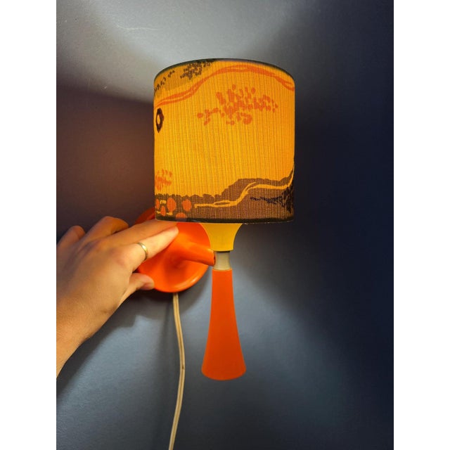 Mid-Century Space Age Orange Textile Sconce Wall Lamp For Sale - Image 5 of 11
