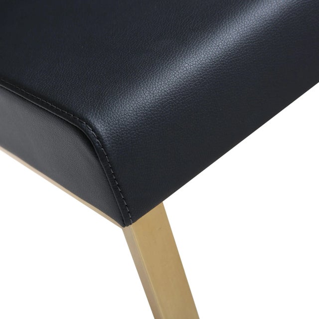 Metal Denmark Black Vegan Leather & Gold Steel Bar Stools - Set of 2 For Sale - Image 7 of 12