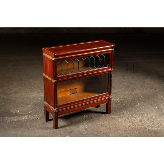 Art Deco Early 20th Century Imitation Mahogany Two-Section Barrister Case by Globe-Wernicke For Sale - Image 3 of 13