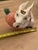 Figurative Majolica Bunny Rabbit Holding Large Carrot For Sale - Image 3 of 11