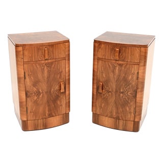 Art Deco Walnut Bedside Cabinets, 1930, Set of 2 For Sale