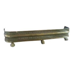Antique English Pierced Brass Fireplace Fender