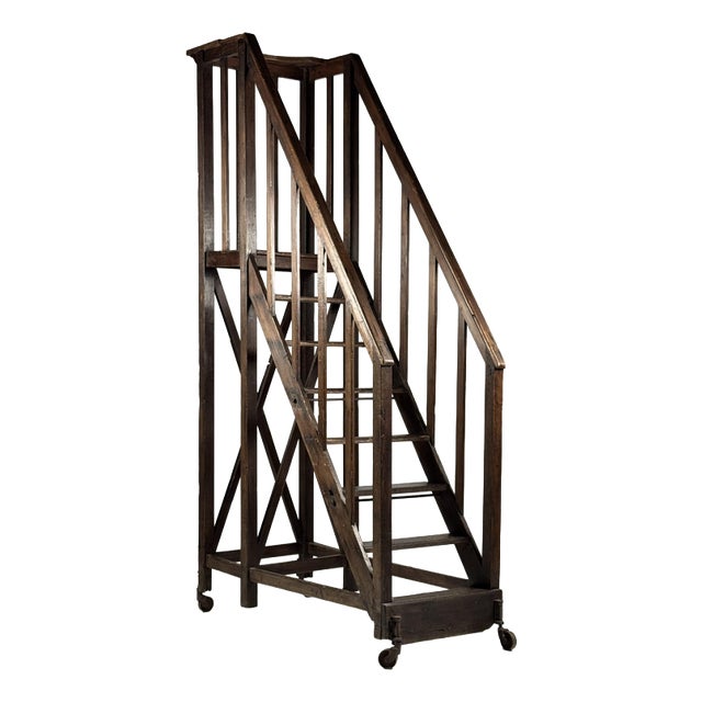 Antique Library Ladder, 1900 For Sale