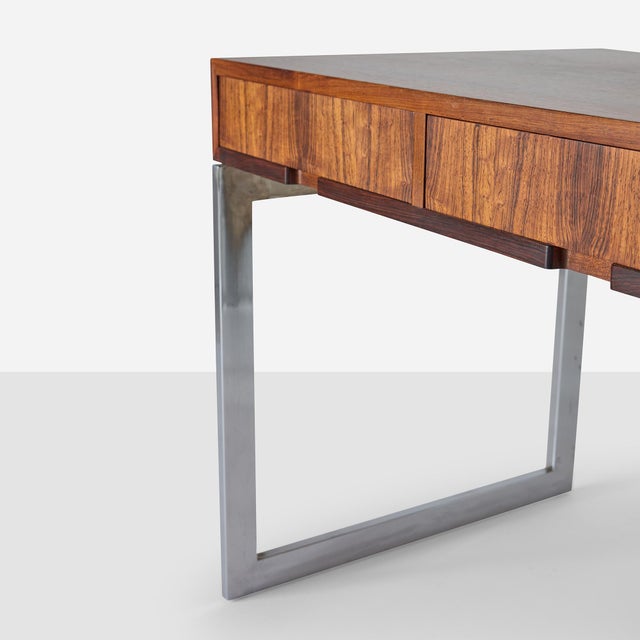 Thayer Coggin 1960s Rosewood & Chrome Desk Attributed to Milo Baughman For Sale - Image 4 of 12