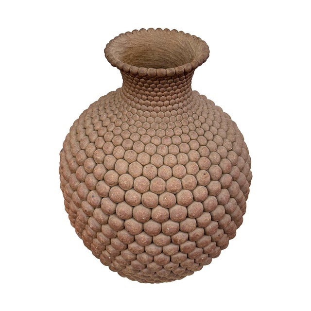 An outstanding large studio ceramic vessel with an exterior of graduating spheres. A classic form with great, unusual op...