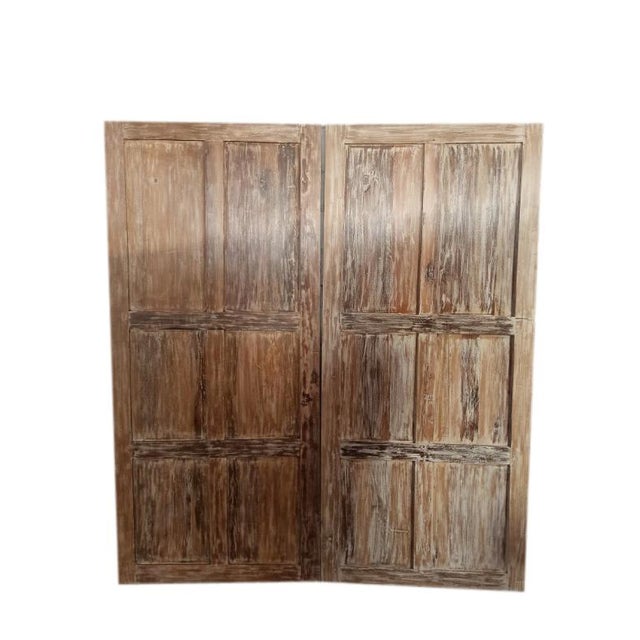 Mid-Century Modern Antique Carved Wood Door Natural Farmhouse Statement Barn Door 80x36 For Sale - Image 3 of 4