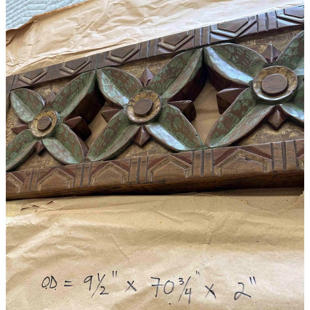 Handmade, carved & painted wooden teak Lintel from Java