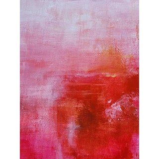 Red Pink Modern Abstract Stretched Canvas Original Art Print For Sale