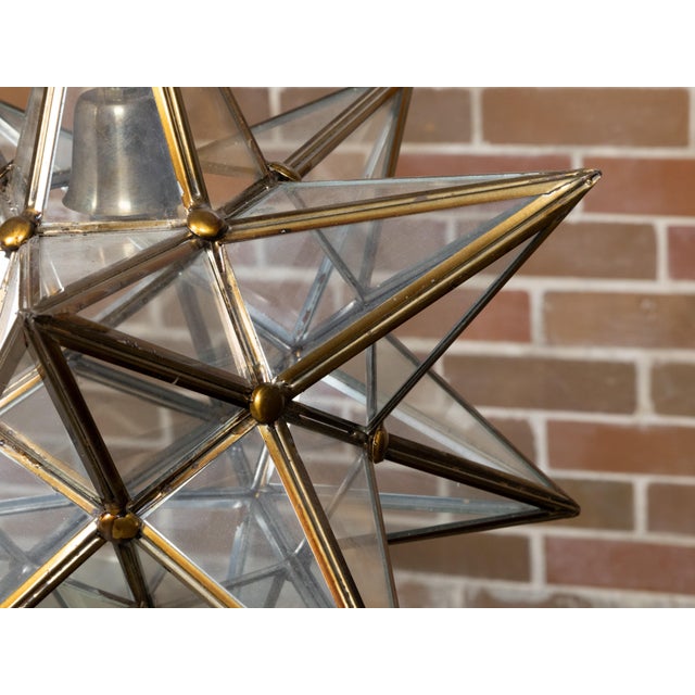 Mid 20th Century Mid Century Modern French Star Glass and Metal Light Fixture with Single Socket For Sale - Image 4 of 12
