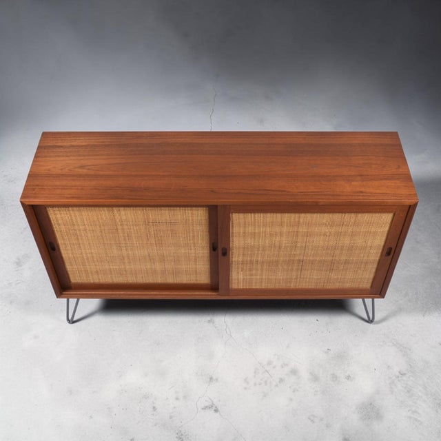 1950s Borge Mogensen for Karl Andersson & Soner Teak Cane Front Cabinet For Sale - Image 5 of 11