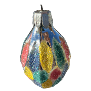 1950s Harlequin Blown Glass Christmas Ornament