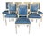 French Louis XVI White Painted Blue Leather Dining Chairs -Set of 8 For Sale