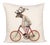 Reindeer on Bicycle Linen Pillow For Sale