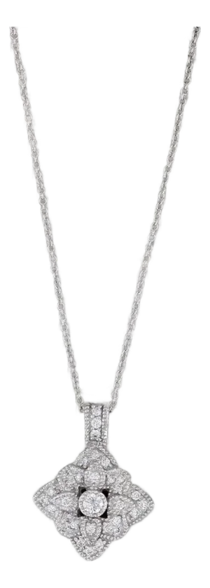 0.30ctw Diamond Flower Cluster Pendant Necklace 14k Gold 17.75" Cable Chain
