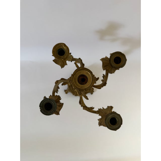 French Louis XV Style 5-Light Rococo Bronze Candelabra For Sale In New York - Image 6 of 11