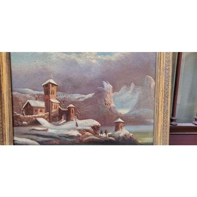 Winter Landscape, 1800s, Oil Painting, Framed For Sale - Image 6 of 9