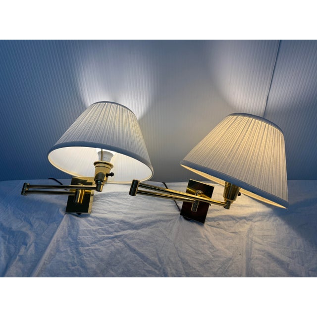 White Brass Reticulating Arm Wall Sconces, Pair For Sale - Image 8 of 8