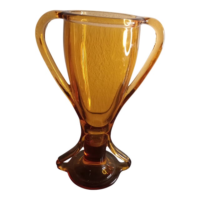 1920 Fostoria Amber Glass Tut Vase. For Sale