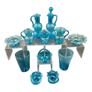 Vintage Mexican Blue Glass - 10 Pieces