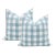 22" Powder Blue Country Check Pillows - a Pair For Sale