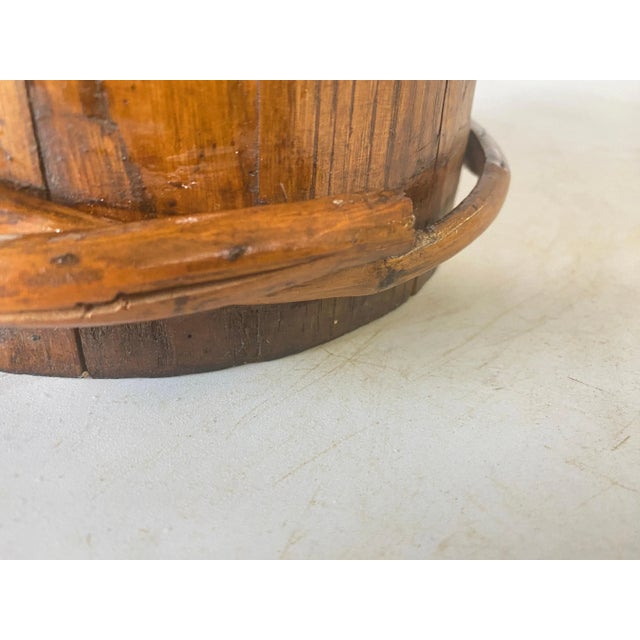 Vintage Umbrella stand /holder in rattan and Wood. Brown Color, with old Patina. France 20th Century.