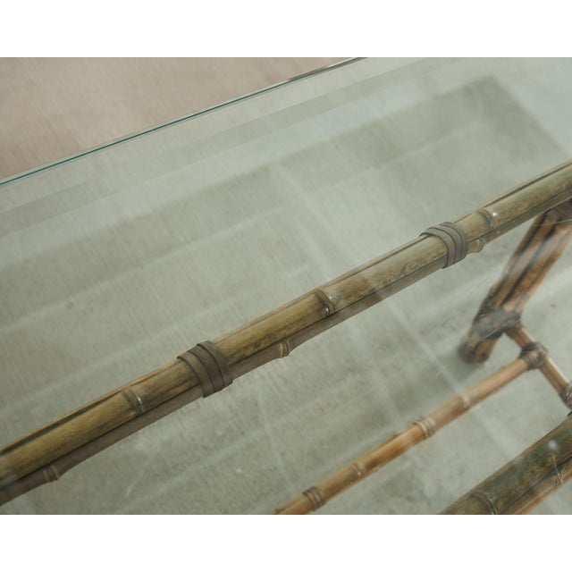 McGuire Organic Modern Bamboo Glass Console Table 8 Ft. For Sale - Image 17 of 18