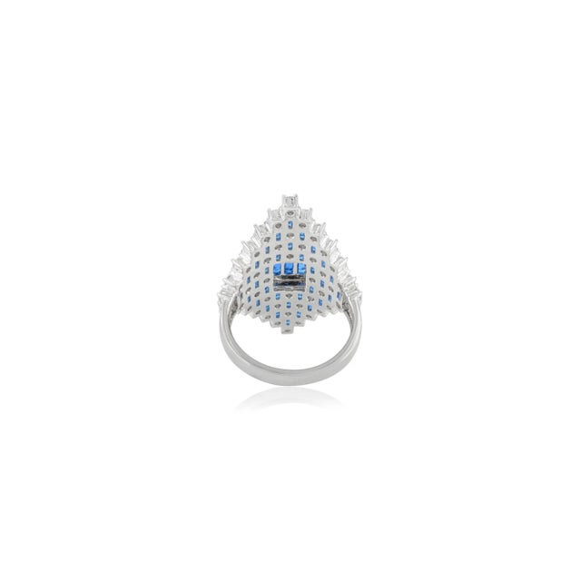 Not Yet Made - Made To Order Bold Geometric Design Cz Gemstone Ring in Silver Eye-Catching Statement Piece - Size 8 For Sale - Image 5 of 12