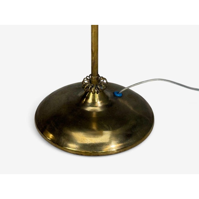 1950s V. Soini Oy, Rare Floor Lamp, Brass, Leather, Rattan For Sale - Image 9 of 11