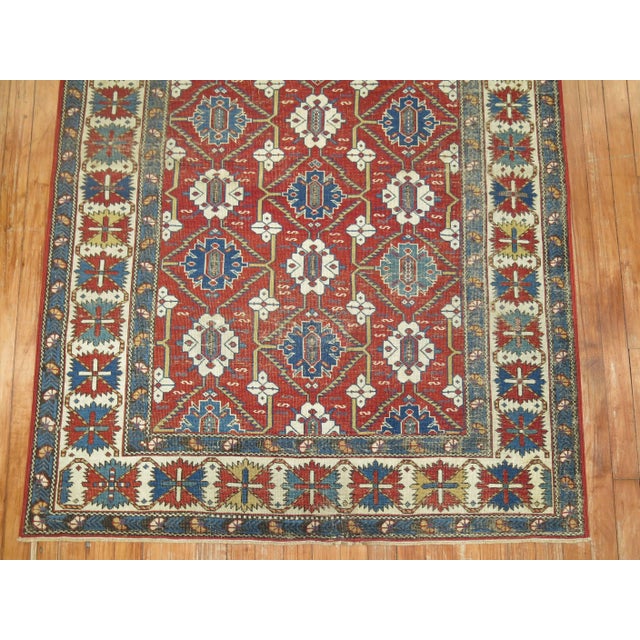 Late 19th Century Red Field Geometric Antique Caucasian Tribal Shirvan Rug - 4' x 7'9" For Sale - Image 18 of 18
