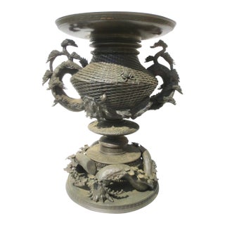 Massive Meiji Bronze Temple Urn 19th Century For Sale