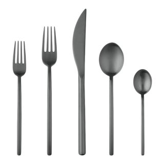 Mepra Due 20-Piece Flatware Set, Ice Oro Black For Sale