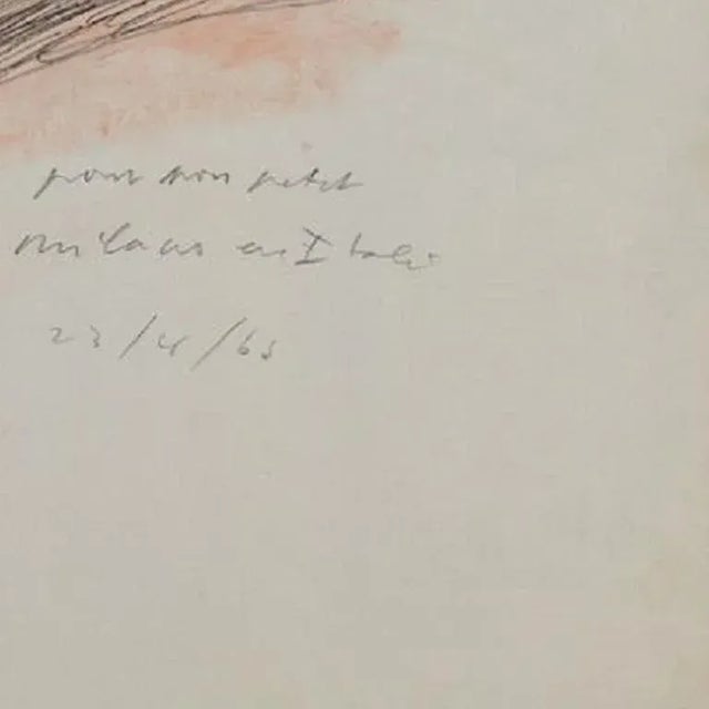 Mixed media on paper. Signed lower right ''Fautrier 23/4/63''. With dedication ''C’est pas beau, mais c’est pour mon petit...