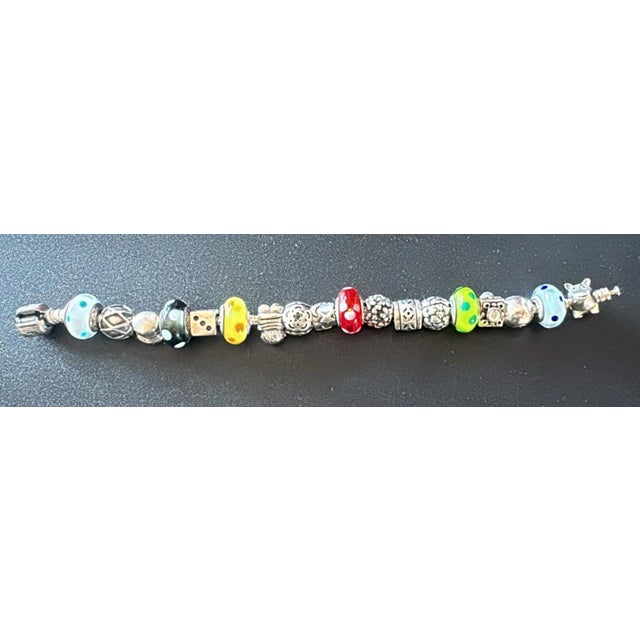 Silver Bracelet with 17 Multicolored Charms from Pandora, 1990s For Sale - Image 14 of 16