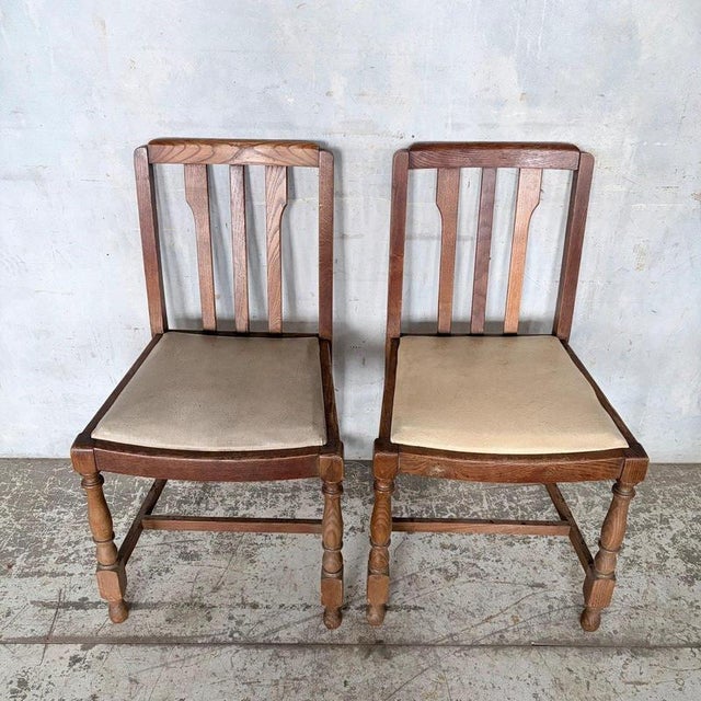 Vintage Oak Dining Chairs with Turned Legs, 1950s, Set of 2 For Sale - Image 6 of 11