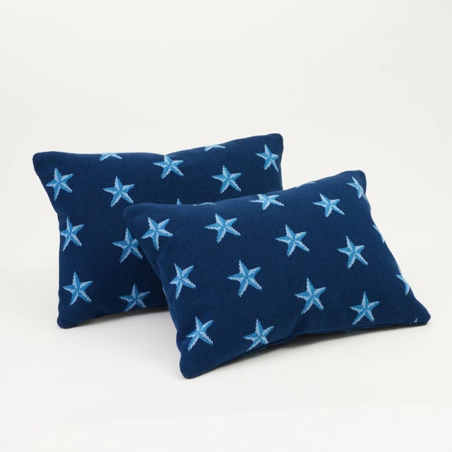 Contemporary Schumacher Star Epingle Lumbar Pillow in Blue For Sale - Image 3 of 5