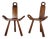 Mid-Century Modern Brutalist Tripod Chairs with Hand Carved Details, 1950s, Set of 2 For Sale