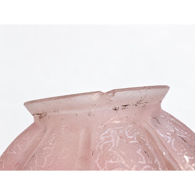 Early 20th Century Brass 3-Light Chandelier With Pink Glass Shades For Sale - Image 11 of 12