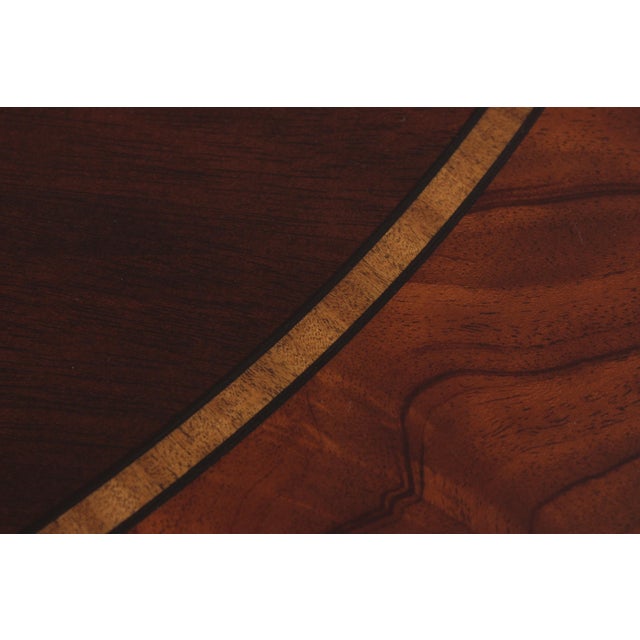 Wood Henkel Harris Oval Elliptical Mahogany Inlaid Coffee Table For Sale - Image 7 of 12