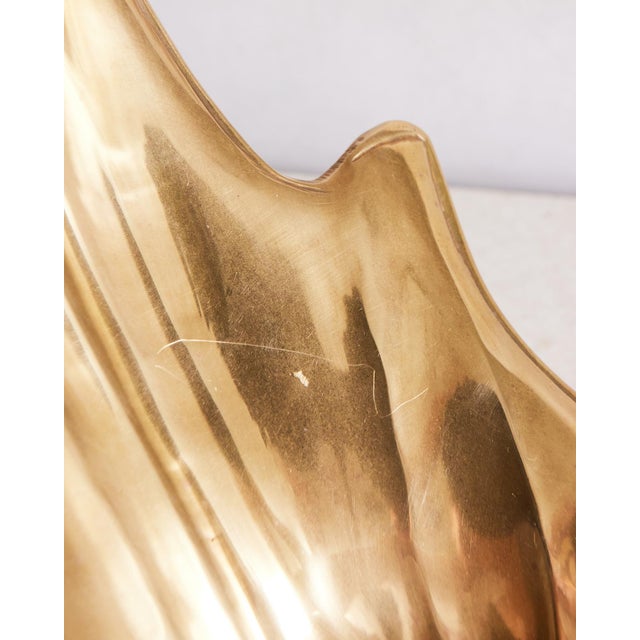 Metal 1970s Large Brass Low Bowl or Vase For Sale - Image 7 of 18