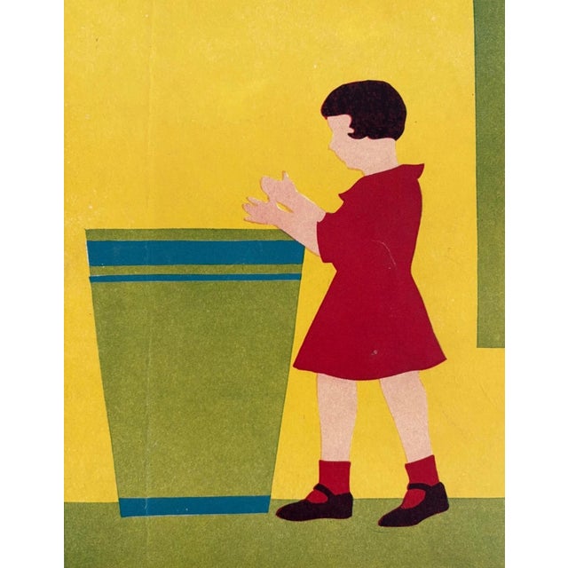 Original Vintage 1930s Character Culture Poster, "Use Baskets", in 16x20 Mat For Sale - Image 4 of 4