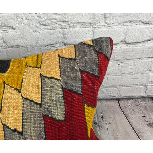Turkish 16 x 24 Kilim Pillow Turkish Cushion Delight Dreams Pillow Cushion Cover For Sale - Image 3 of 4