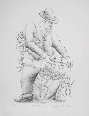 Seymour Rosenthal Lithograph - Puppet Vendor