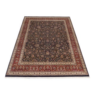 1980s High Quality Approx. 8x10 Blue Multi Color Pattern Rug For Sale