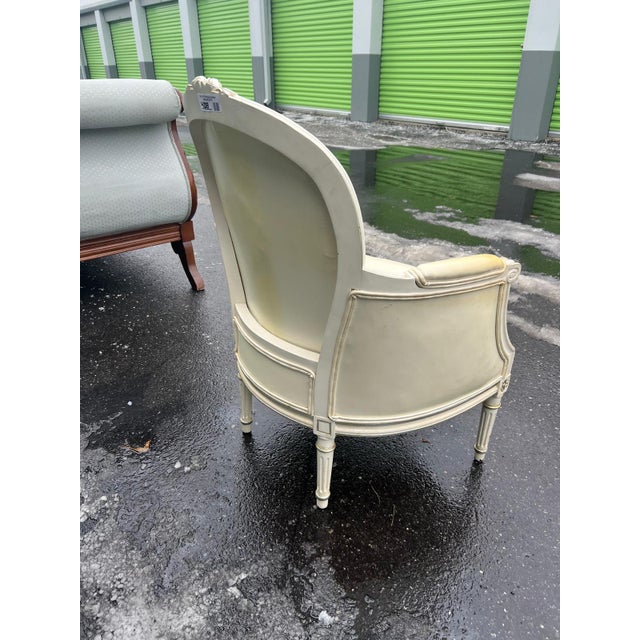 Wood Vintage French Barrel Back Accent Chair For Sale - Image 7 of 9