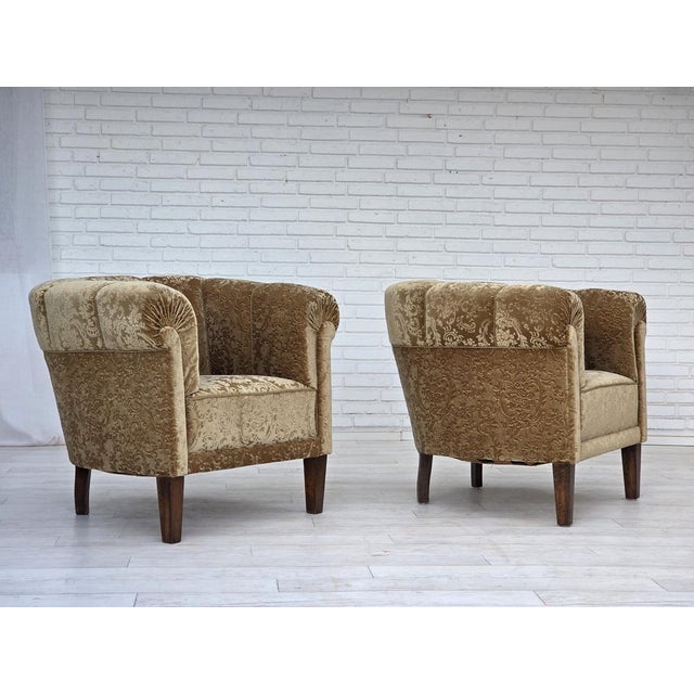 Vintage Danish Armchair in Green Furniture Velour & Ash Wood Legs, 1960s For Sale - Image 13 of 18