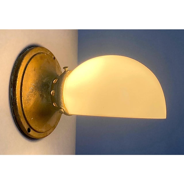 American 1910 or Earlier Brass Wall Sconce With White Glass Shade, All Original For Sale - Image 3 of 7