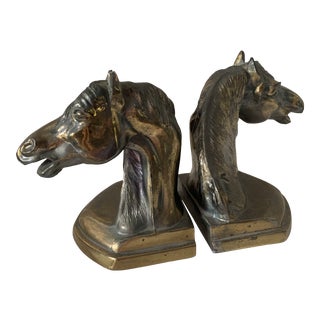 Vintage Equestrian Horse Bookends- a Pair For Sale