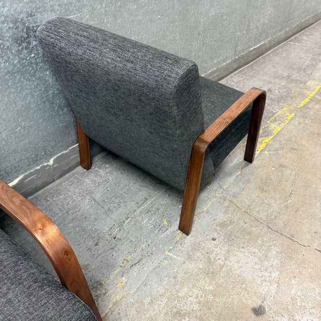 Custom Made Felix Lounge Chairs With Charcoal Performance Linen, Pair For Sale In San Francisco - Image 6 of 12