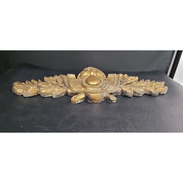 Vintage Wall Hanging Medallion Chalk Art Sculpture Neoclassical Relief Shield - Louis XVI Cartouche Accent Measures 22"L x...