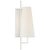 Chapman & Myers for Visual Comfort Signature Ashton Large Single Sculpted Sconce in Plaster White with Linen Shade For Sale